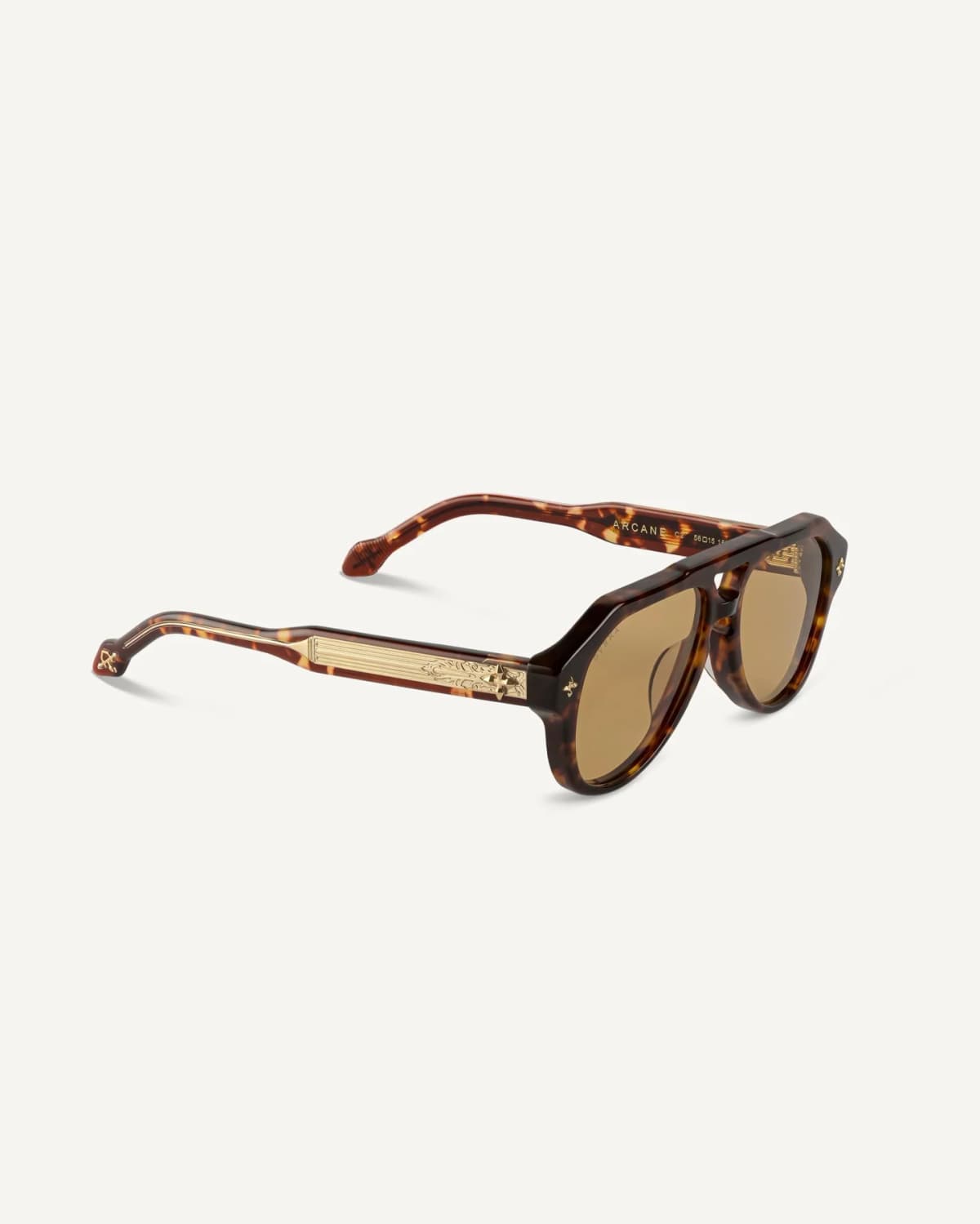 Arcane Tortoise Cross sunglasses — detail shot